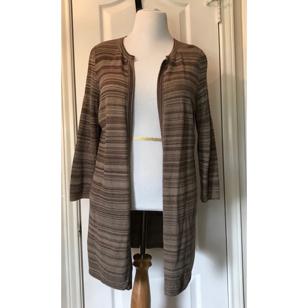 Pendleton Women's Petite Brown/Black Striped Cardigan - Size Large
